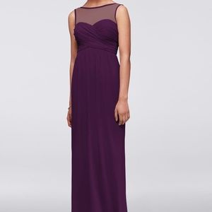 BRAND NEW! Plum Long Mesh Dress with Illusion Neck